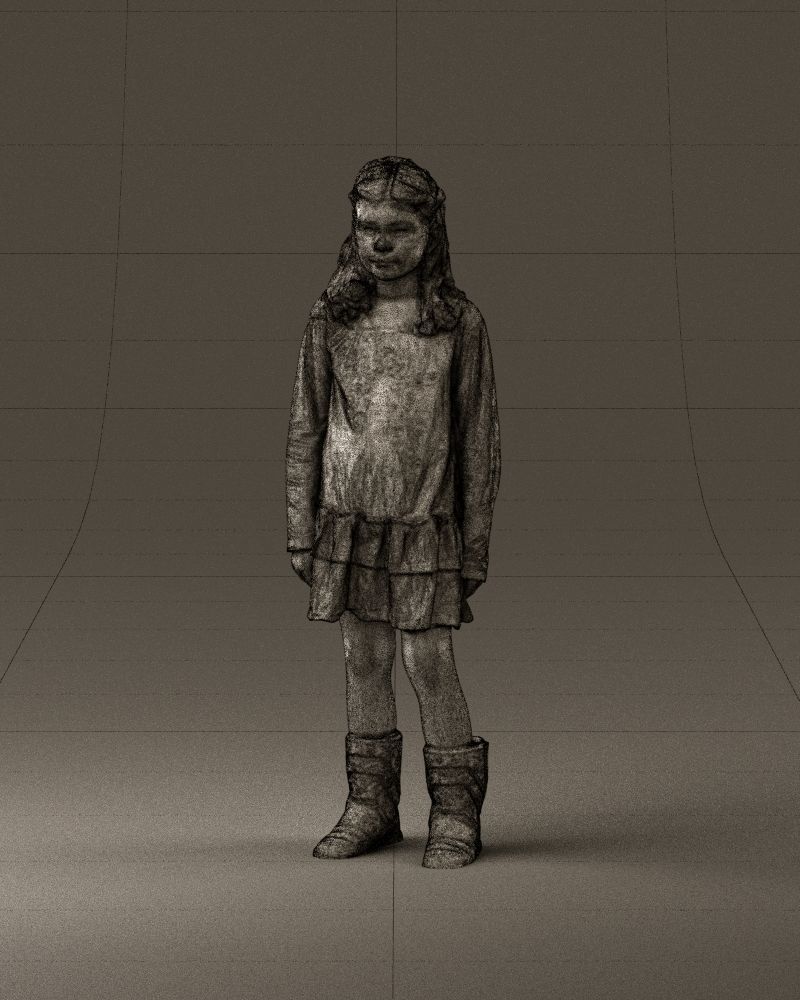 000977 Little girl in pink fairy on top 3D model_35