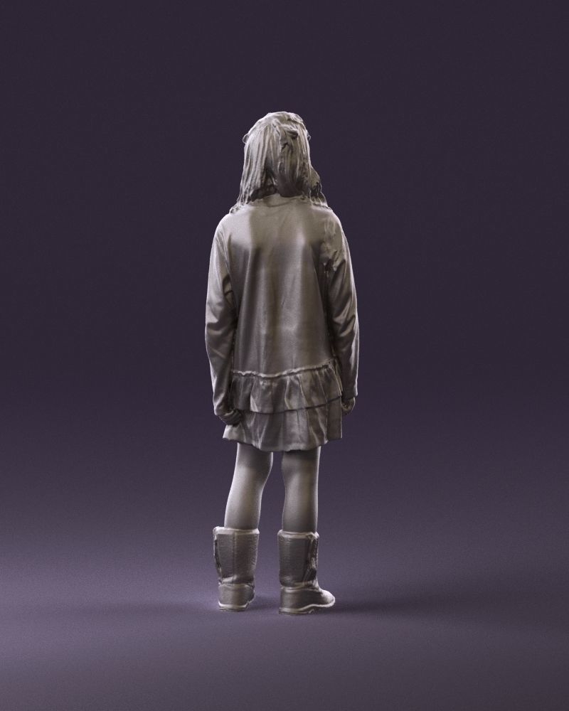 000977 Little girl in pink fairy on top 3D model_18