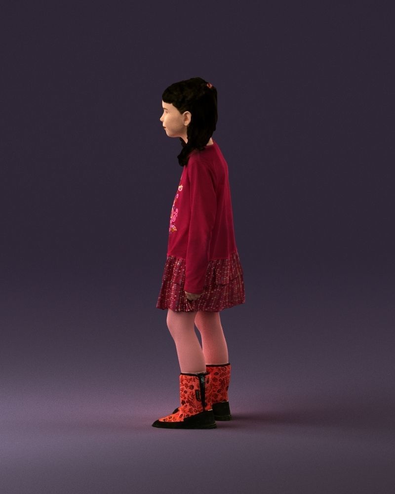 000977 Little girl in pink fairy on top 3D model_8