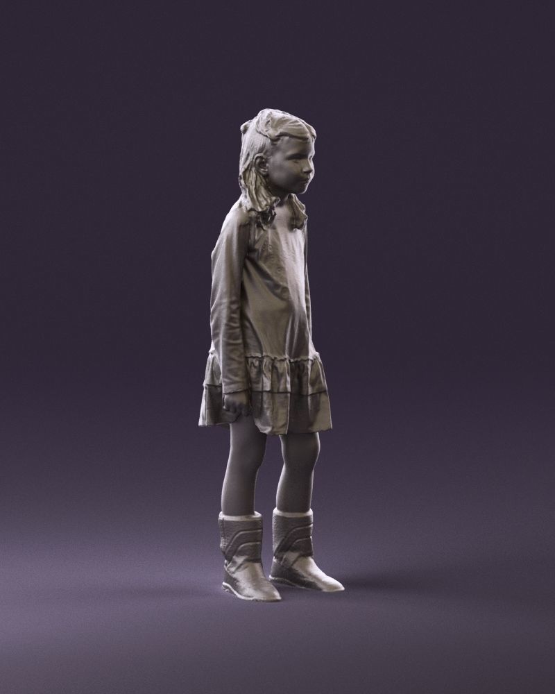 000977 Little girl in pink fairy on top 3D model_15