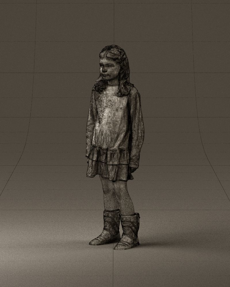 000977 Little girl in pink fairy on top 3D model_34