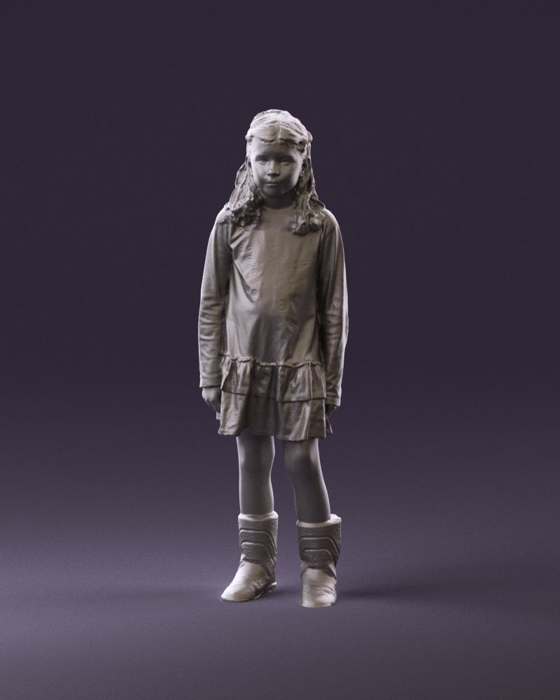 000977 Little girl in pink fairy on top 3D model_12