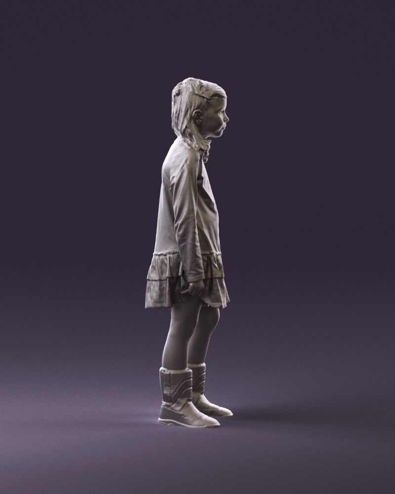 000977 Little girl in pink fairy on top 3D model_16