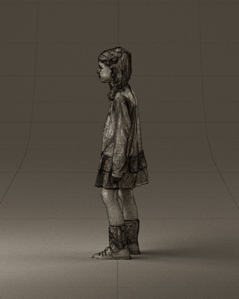 000977 Little girl in pink fairy on top 3D model_32