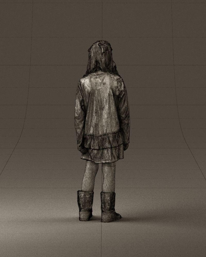 000977 Little girl in pink fairy on top 3D model_30