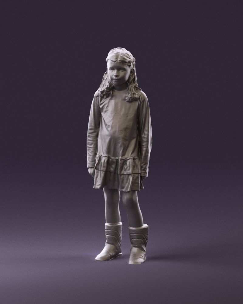 000977 Little girl in pink fairy on top 3D model_23