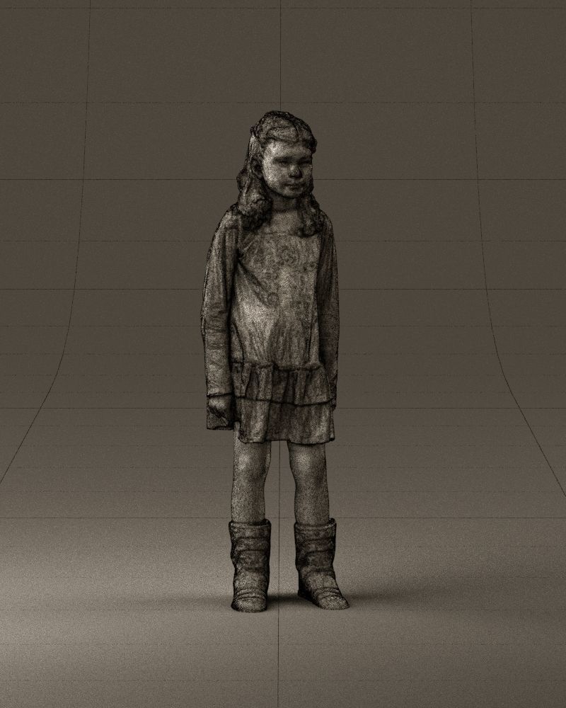 000977 Little girl in pink fairy on top 3D model_26