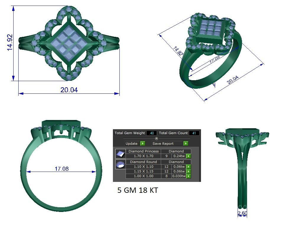 Solitaire Wedding Engagement Ring 3D print model_1