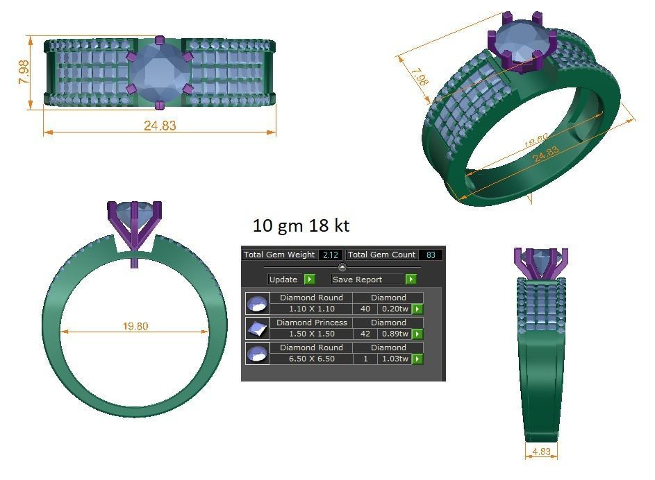 Solitaire Wedding Engagement Ring Pear stone ring 3D print model_1