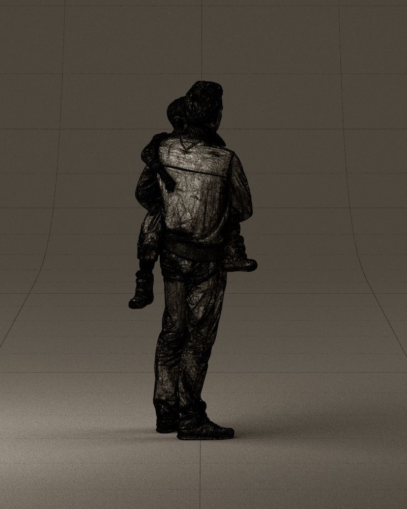 000978 Man in red sweater with kid in hands 3D Print Ready 3D print model_29