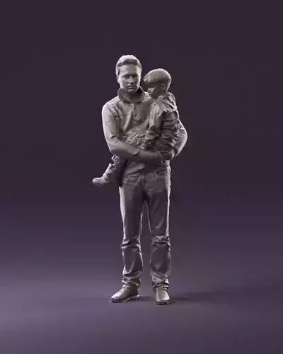 000978 Man in red sweater with kid in hands 3D Print Ready 3D print model