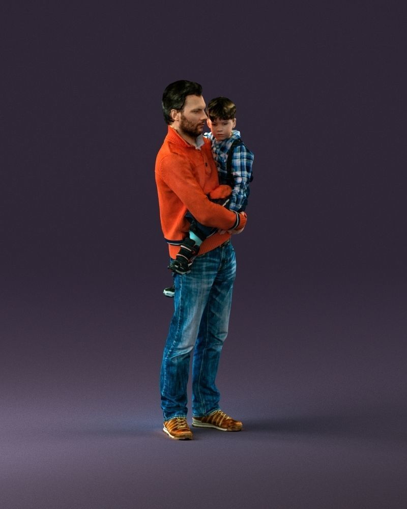 000978 Man in red sweater with kid in hands 3D Print Ready 3D print model_15