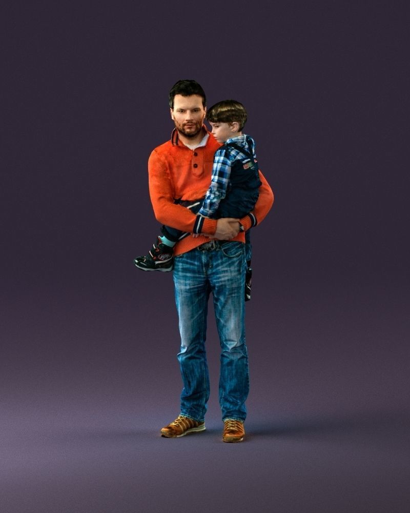 000978 Man in red sweater with kid in hands 3D Print Ready 3D print model_23