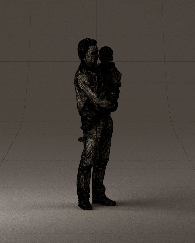 000978 Man in red sweater with kid in hands 3D Print Ready 3D print model_27