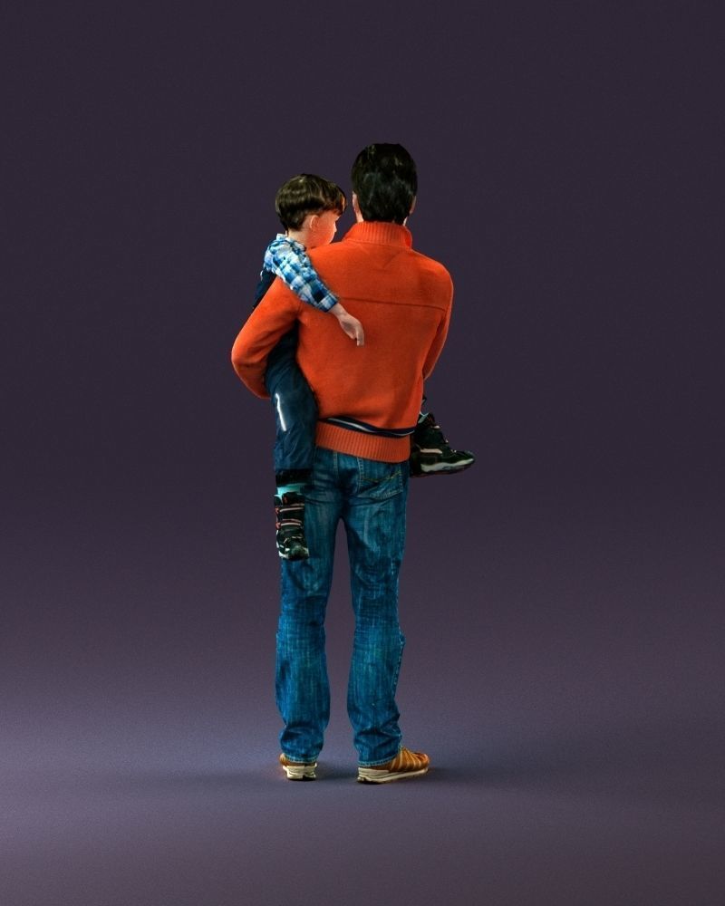 000978 Man in red sweater with kid in hands 3D Print Ready 3D print model_18