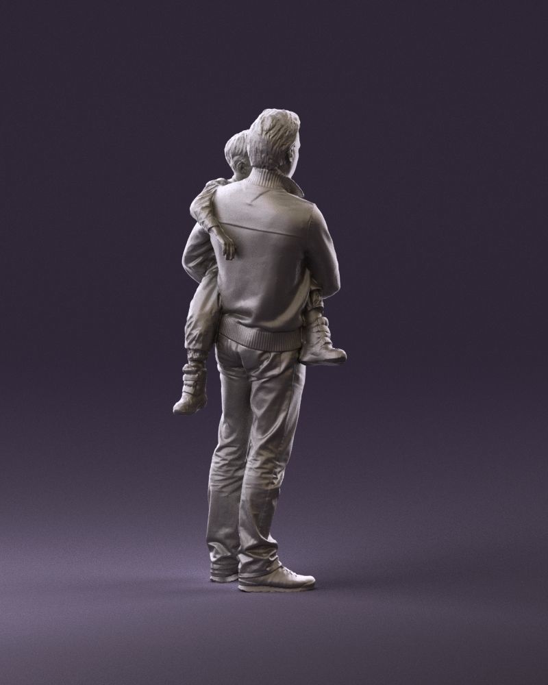 000978 Man in red sweater with kid in hands 3D Print Ready 3D print model_5
