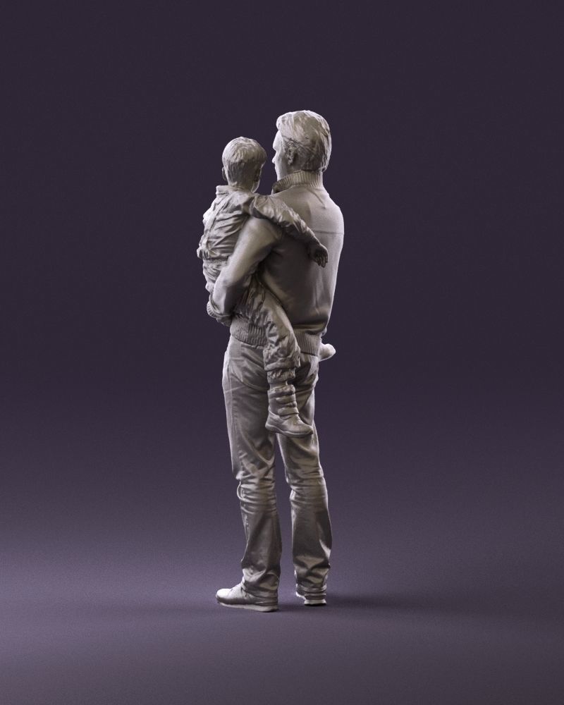 000978 Man in red sweater with kid in hands 3D Print Ready 3D print model_7
