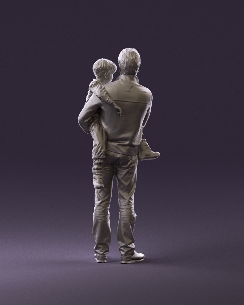 000978 Man in red sweater with kid in hands 3D Print Ready 3D print model_6