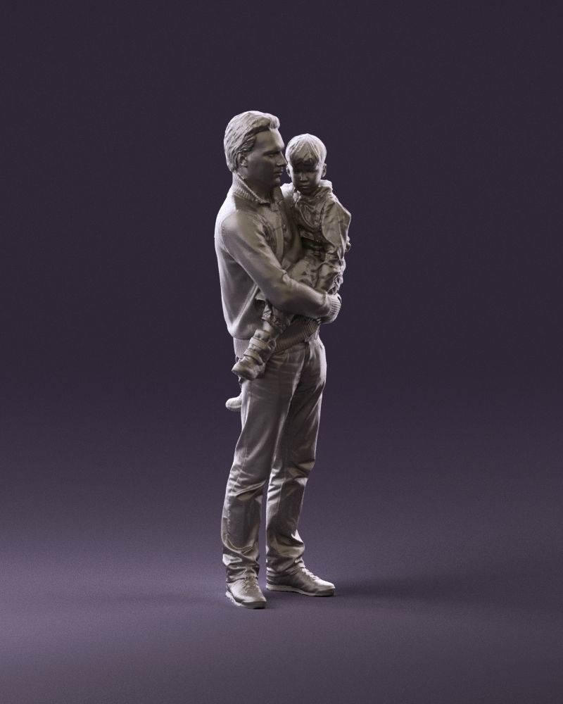000978 Man in red sweater with kid in hands 3D Print Ready 3D print model_3