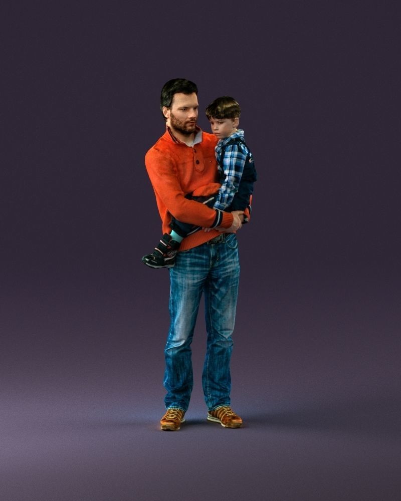 000978 Man in red sweater with kid in hands 3D Print Ready 3D print model_14