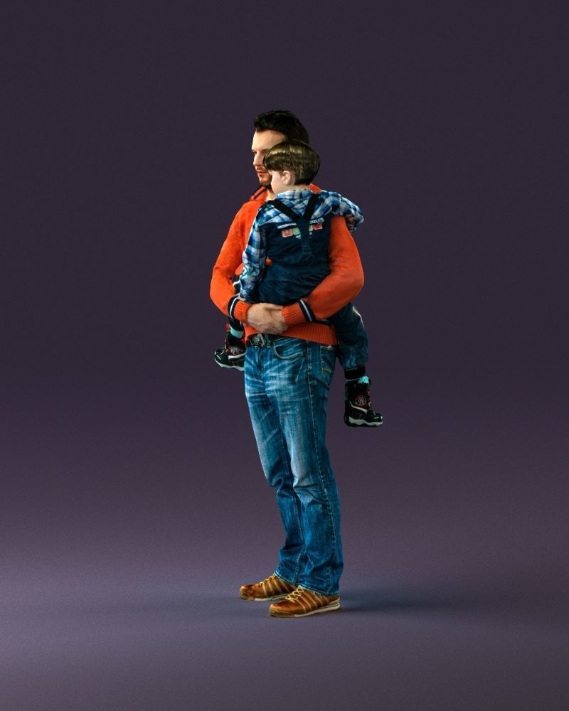 000978 Man in red sweater with kid in hands 3D Print Ready 3D print model_21