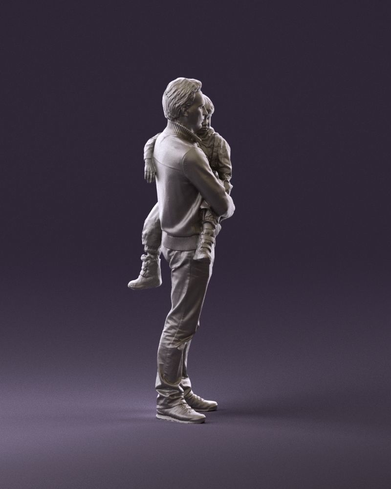 000978 Man in red sweater with kid in hands 3D Print Ready 3D print model_4