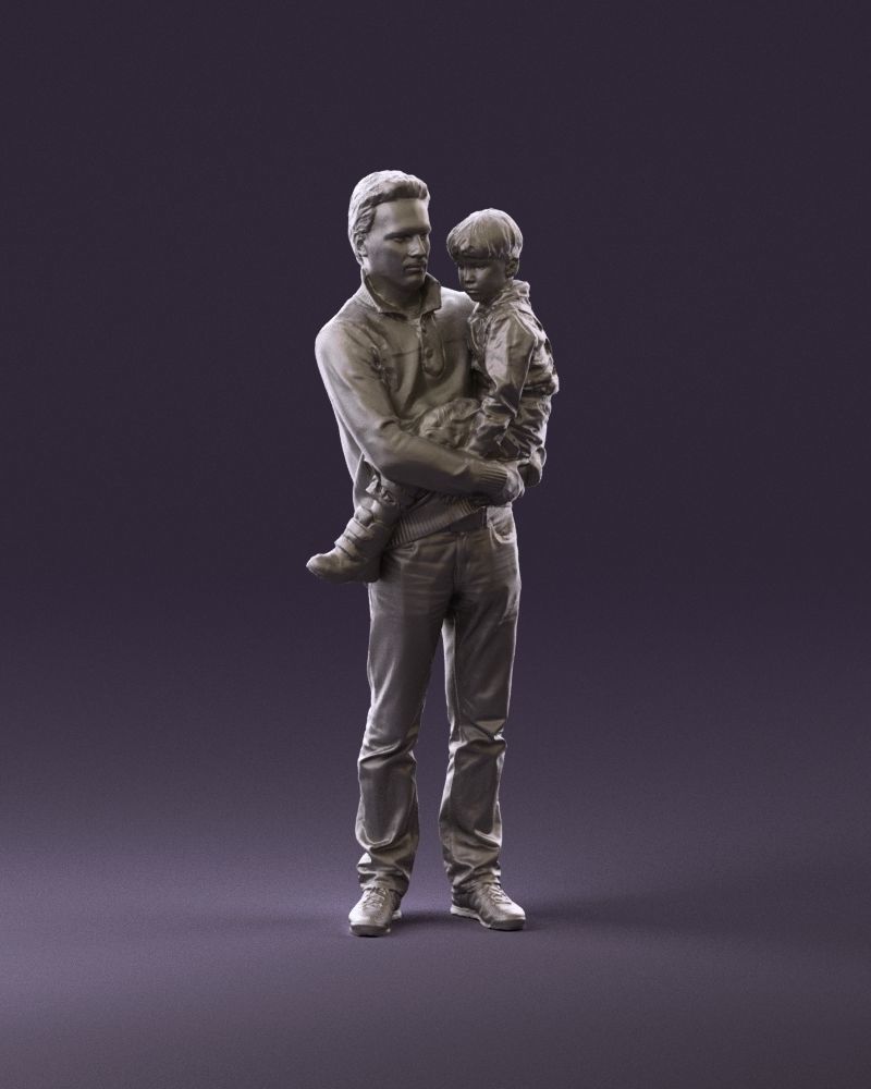 000978 Man in red sweater with kid in hands 3D Print Ready 3D print model_2