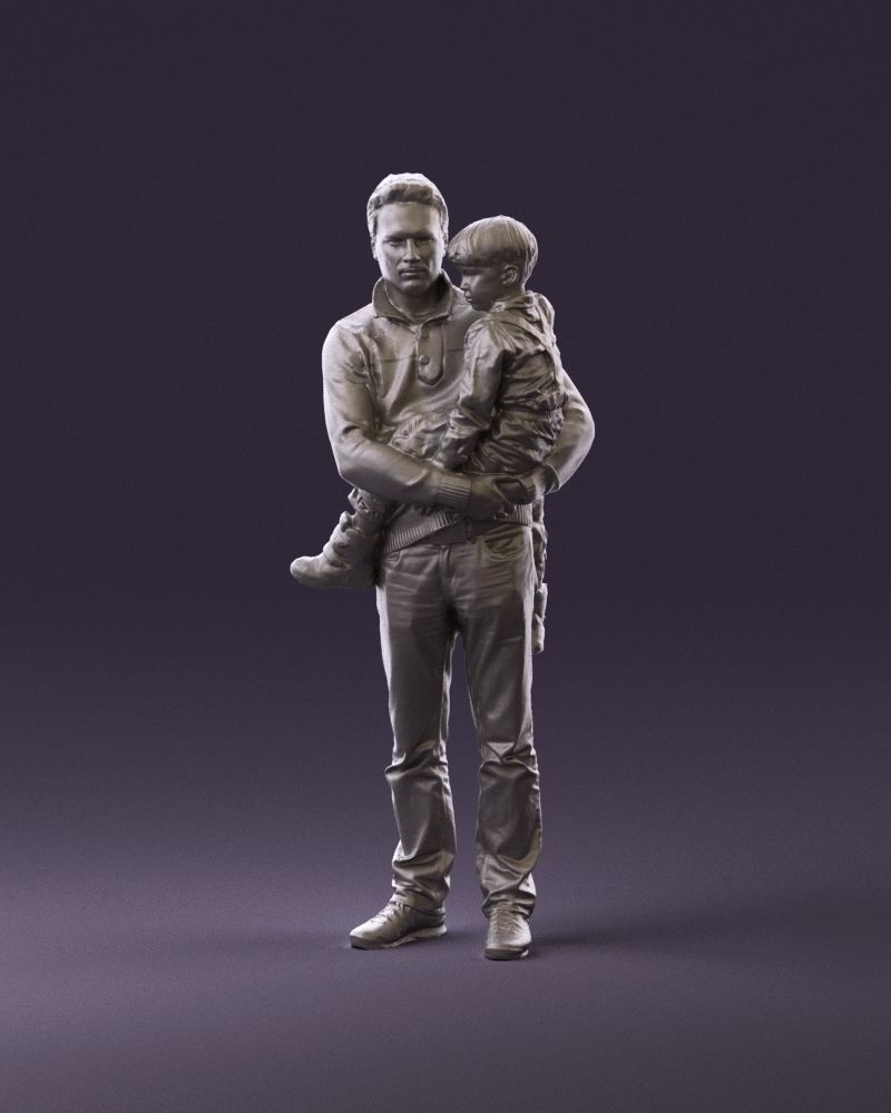 000978 Man in red sweater with kid in hands 3D Print Ready 3D print model_11