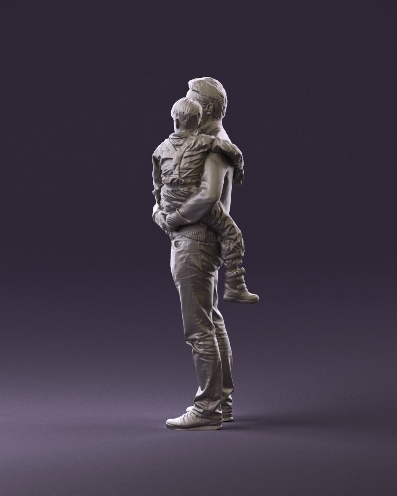 000978 Man in red sweater with kid in hands 3D Print Ready 3D print model_8
