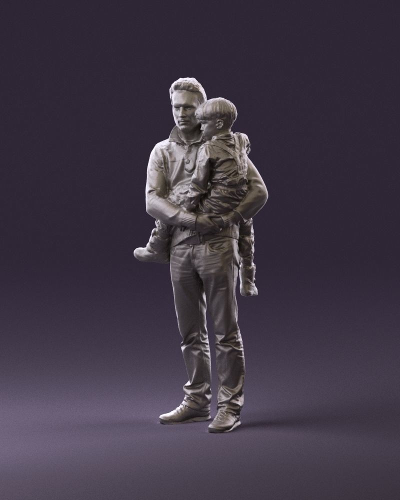 000978 Man in red sweater with kid in hands 3D Print Ready 3D print model_10