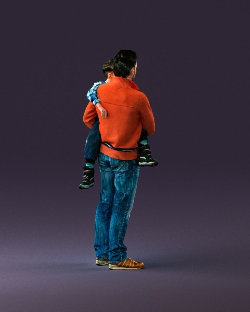 000978 Man in red sweater with kid in hands 3D Print Ready 3D print model_17