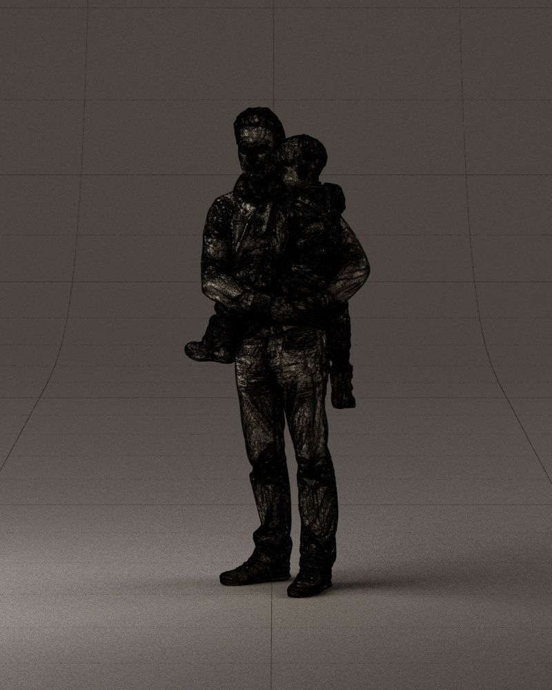 000978 Man in red sweater with kid in hands 3D Print Ready 3D print model_34