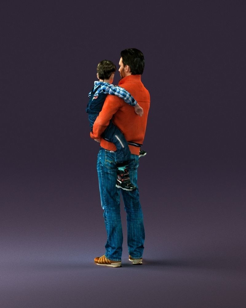 000978 Man in red sweater with kid in hands 3D Print Ready 3D print model_19