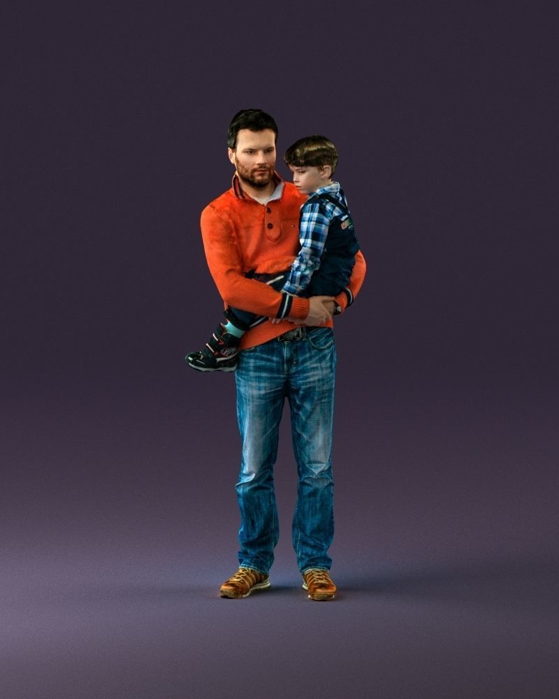 000978 Man in red sweater with kid in hands 3D Print Ready 3D print model_13