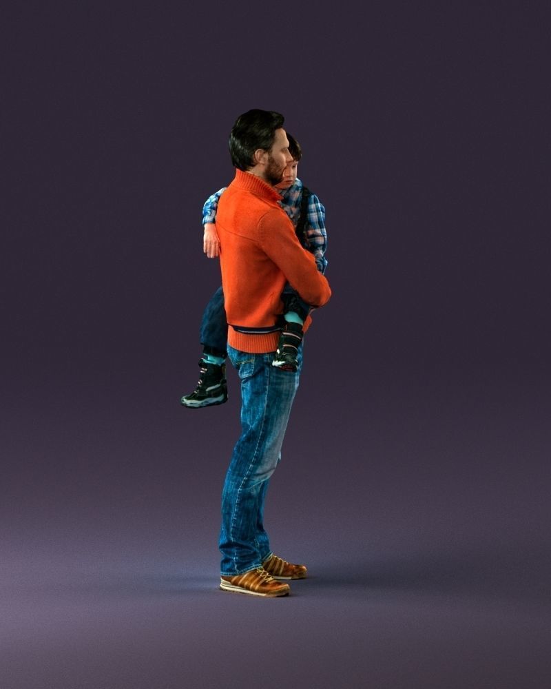 000978 Man in red sweater with kid in hands 3D Print Ready 3D print model_16