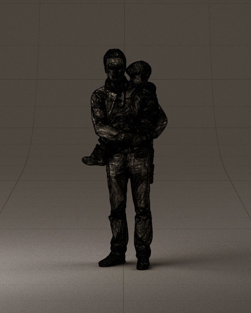 000978 Man in red sweater with kid in hands 3D Print Ready 3D print model_35