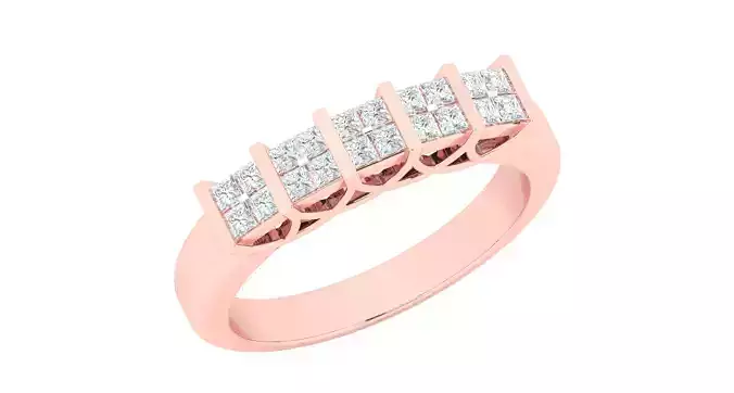 Solitaire Wedding Engagement Ring 5 Stone Ring