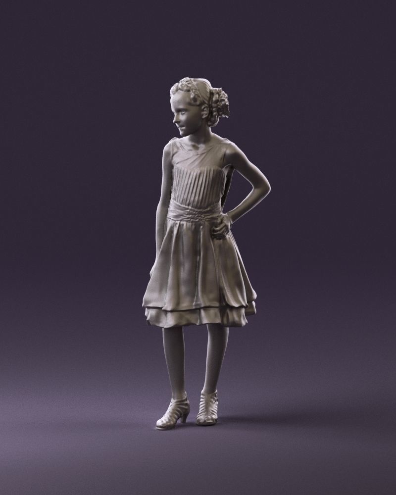 000979 makeuped girl in blue dress 3D Print Ready 3D print model_9