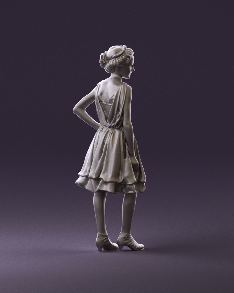 000979 makeuped girl in blue dress 3D Print Ready 3D print model_4