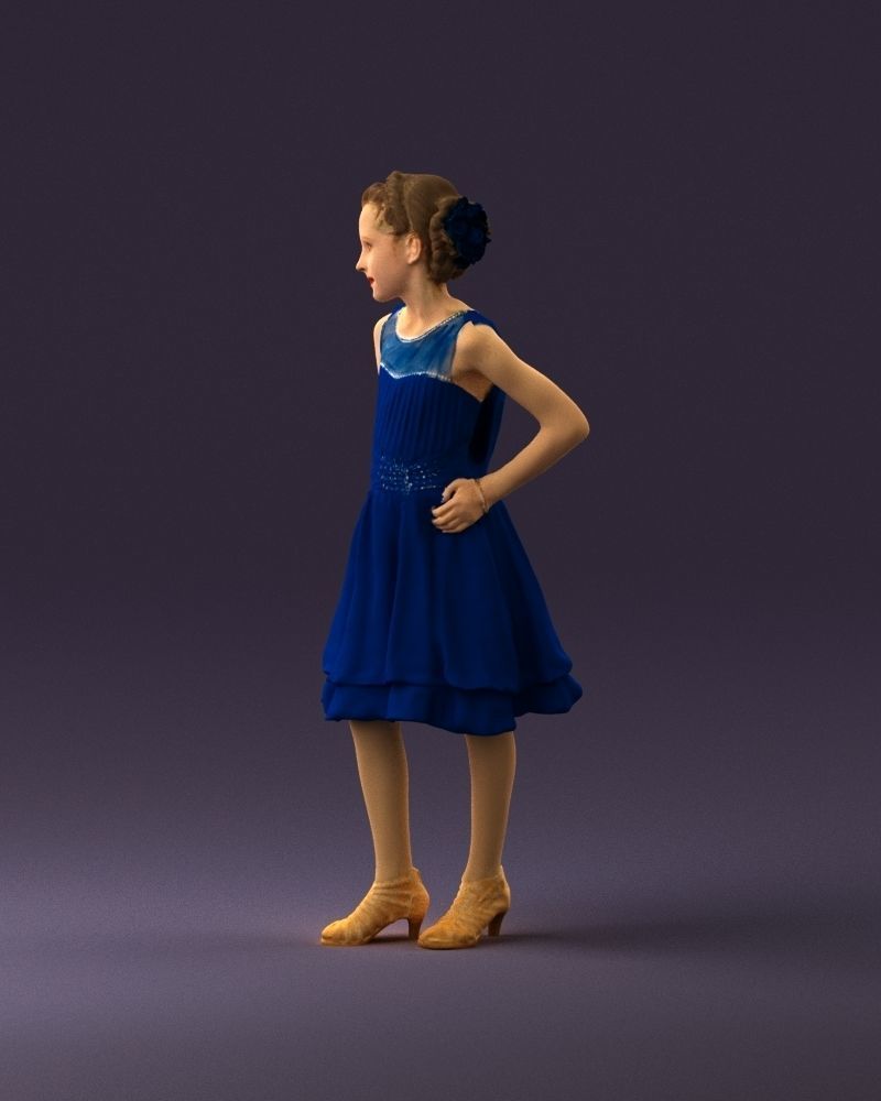 000979 makeuped girl in blue dress 3D Print Ready 3D print model_20
