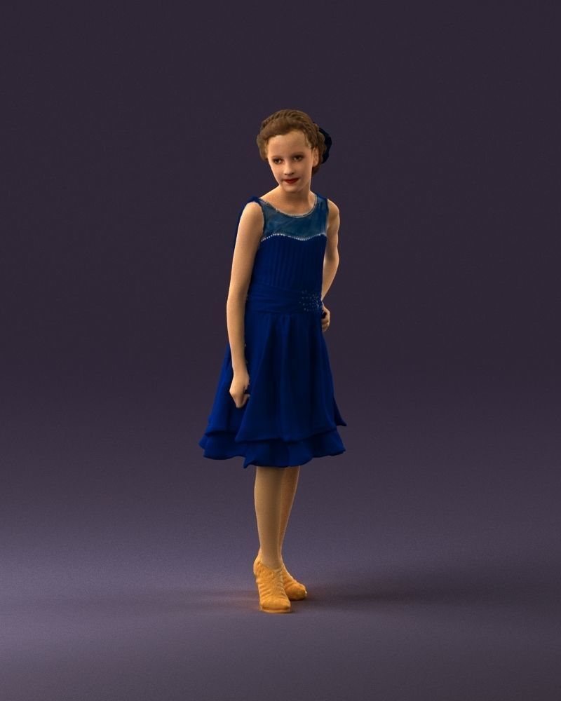 000979 makeuped girl in blue dress 3D Print Ready 3D print model_23