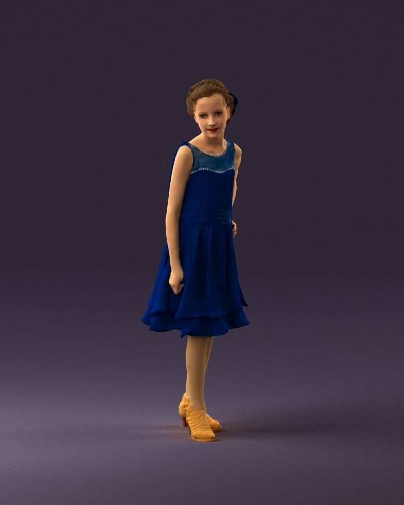 000979 makeuped girl in blue dress 3D Print Ready 3D print model_12