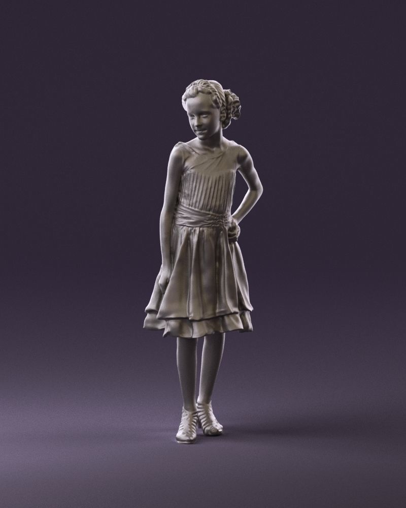 000979 makeuped girl in blue dress 3D Print Ready 3D print model_10