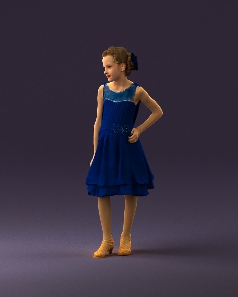 000979 makeuped girl in blue dress 3D Print Ready 3D print model_21
