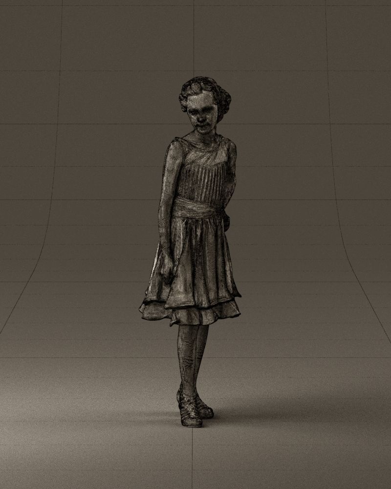 000979 makeuped girl in blue dress 3D Print Ready 3D print model_35