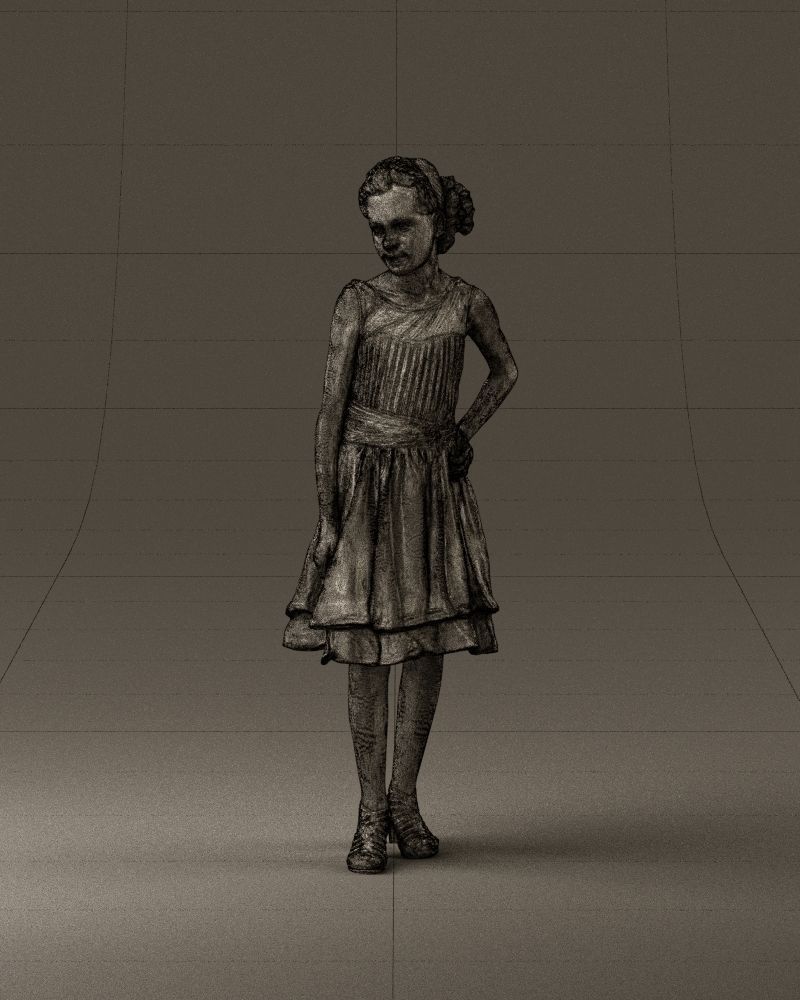 000979 makeuped girl in blue dress 3D Print Ready 3D print model_34