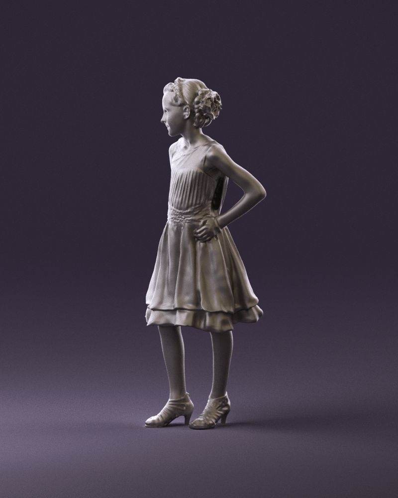 000979 makeuped girl in blue dress 3D Print Ready 3D print model_8