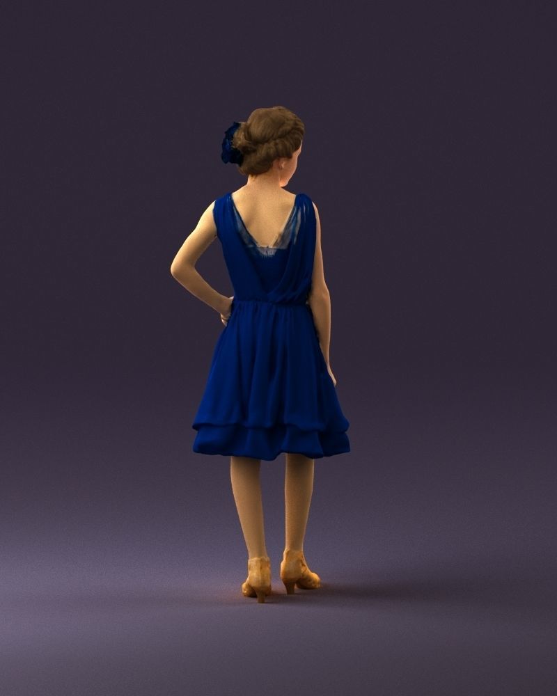 000979 makeuped girl in blue dress 3D Print Ready 3D print model_17