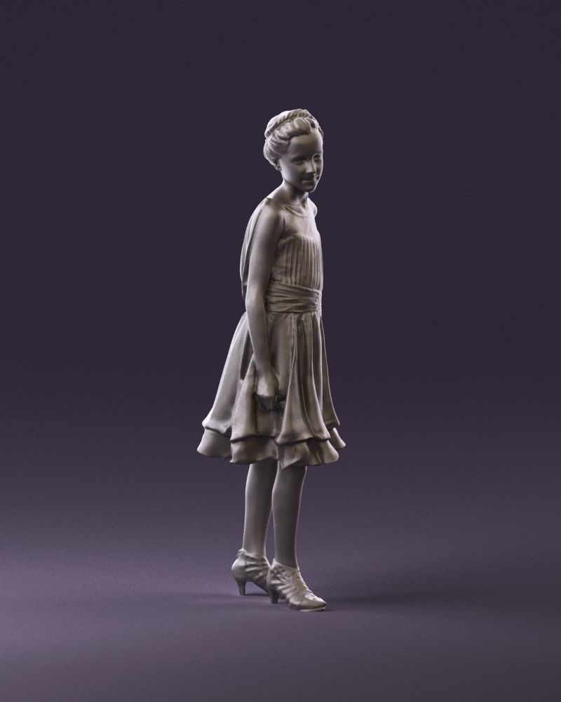 000979 makeuped girl in blue dress 3D Print Ready 3D print model_2