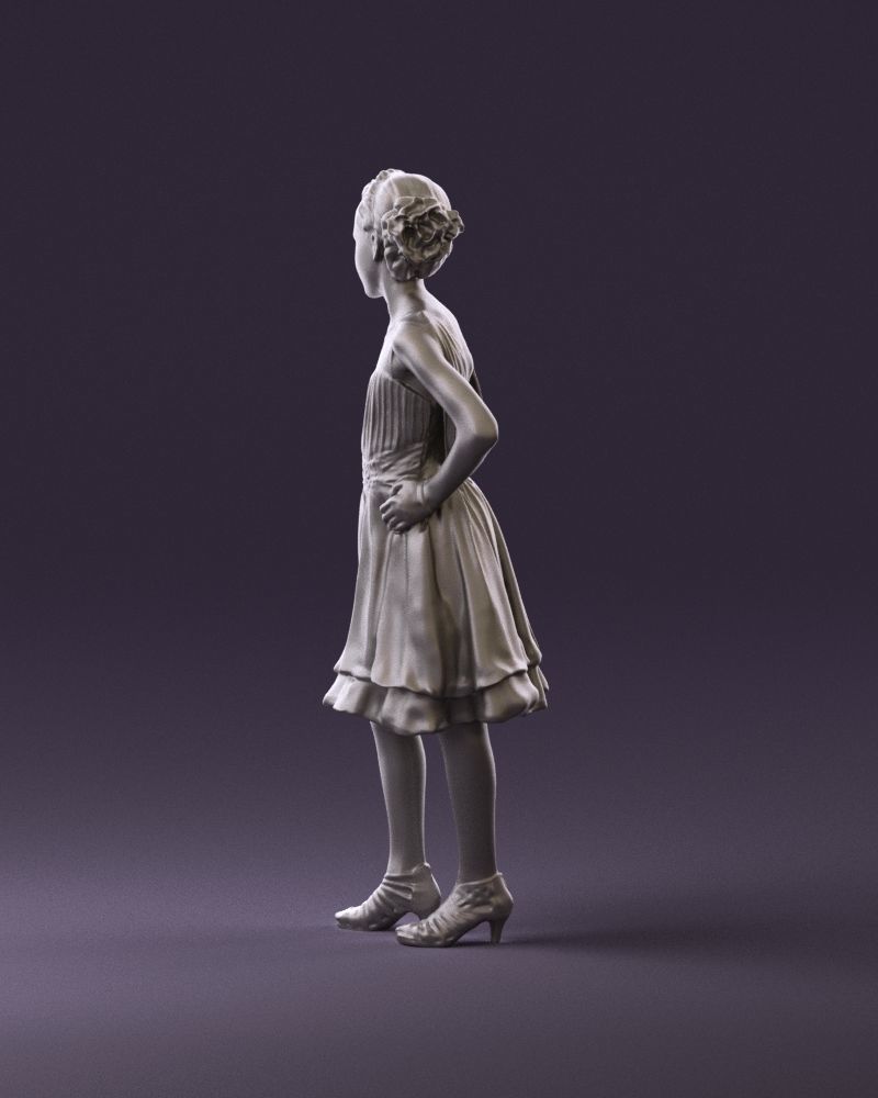 000979 makeuped girl in blue dress 3D Print Ready 3D print model_7
